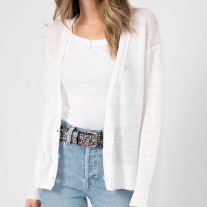 INHABIT Linen Cardigan in White